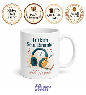 İsim ve Hobi Yazılı Özel Tasarım Baskılı Kupa Bardak Hediye Kişiye Özel