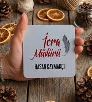 Kişiye Özel İcra Müdürü Bardak Altlığı  Hediyesi (Beyaz)