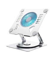 Plentiful Notebook ve Laptop Stand 2 Fanlı 360 Derece Dönebilen Alüminyum Katlanır Stand Gümüş