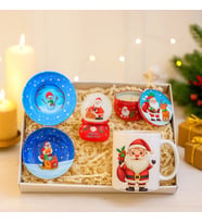 Yılbaşı Hediye Seti Noel Baba Kupa Bardak Kokulu Mum Mini Kar Küresi & Çerezlik