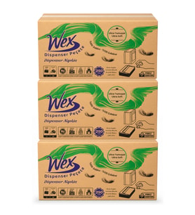 Wex Dispenser Peçete 3 Koli Toplam 54 Paket, 250 Yaprak, 2 Katlı, %100 Selüloz