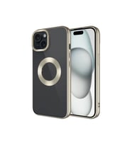 Apple iPhone 15 Uyumlu Kılıf Tek Kamera Çerçeveli Logo Gösteren Zore Omega Kapak (Koyu Gri)