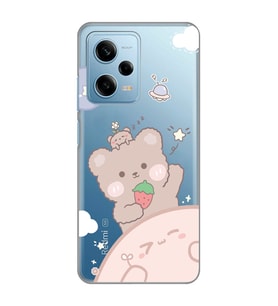 Redmi Note 12 Pro 5G Uyumlu Tatlı Ayıcık Desenli Şeffaf Telefon Kılıfı