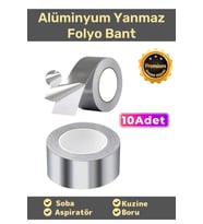 Özel Suya Sıcaklığa Dayanıklı Tamir Soba Boru Yama Alüminyum Yanmaz Folyo Bant 44mm 10mt - 10 Adet