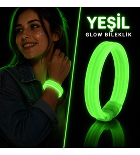 Yeşil Kalın Glow Bileklik – Kırılarak Yanan Parti ve Festival Bilekliği