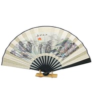 Çin Bambu Keten Kumaş Yelpaze 03BSC Siyah Büyük Boy 60cm No.3S