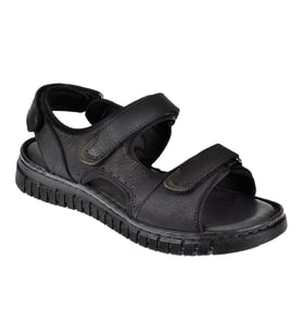 Forelli Hakiki Deri Comfort Cırtlı Kadın Sandalet ARYA FOR-38506 SİYAH NUBUK