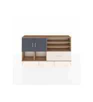 Arges Konsol 7 Raflı Tek Çekmeceli 2 Kapaklı 176x30x99 Çam-Antrasit/Aytaşı