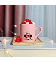 Minnie Mouse Tasarımlı Kişiye Özel Pembe Türk Kahvesi Fincanı