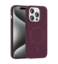 Apple iPhone 15 Pro Max Uyumlu Kılıf M-safe Şarj Özellikli Zore Ruby Sert Kapak (Mürdüm)