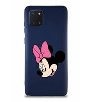 Samsung Galaxy Note 10 Lite Soft Premier Kapak Minnie Mouse-B Tasarımlı Silikon Kılıf - Lacivert (Şeffaf)