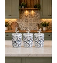 Baharatlık - Kahve Köşesi 3 lü Set Düz Kapak Ceramic Desen GÜMÜŞ