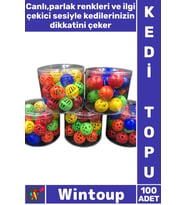#KediTopu Renkli Eğlenceli İnteraktif İlgi Çekici Dayanıklı Plastik Sesli Çıngıraklı Evcil Hayvan Pe