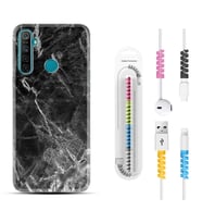 Realme 5i 5 Pro 6i 7 Pro 8 Kılıf Kablo Koruma Spiral Silikon Kara Mermer 1375