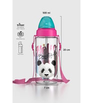 Renga Sonic Air Panda Desenli 500 ml Askılı Pipetli Tritan Çocuk Matara 912059 Pembe-Mint (Mint-Pembe)