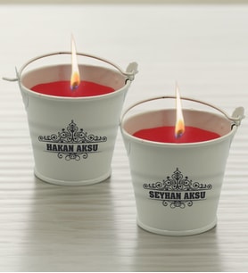 BK Gift Sevgililere Özel İsimli 2’li Mini Metal Kovada Kokulu Mum-4, Sevgiliye Hediye, Sevgililer Günü