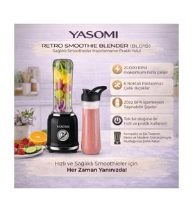 Yasomi BL019 Retro Smoothie Blender Siyah (Yasomi Türkiye Garantili)
