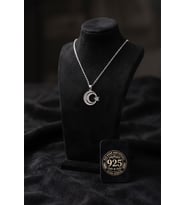 925 Ayar Geleneksel Telkari El İşçiliği Ay Yıldız Gümüş Kolye (17x19mm)