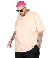 Mode XL Büyük Beden Erkek T-Shirt Polo Yaka Cepli Klasik 20550 Bej
