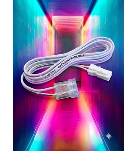 2 Metre 5 mm 2 Pinli Tek Renk Smd ve Cob Şerit LED Uzatma Voltaj Güç Kablosu