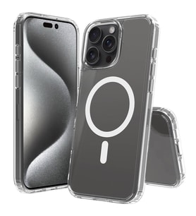 iPhone 16 Pro Max Kılıf Magsafe Şarj Özellikli Şeffaf Sert PC Embos Kılıf (Renksiz)