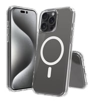 iPhone 16 Pro Max Kılıf Magsafe Şarj Özellikli Şeffaf Sert PC Embos Kılıf (Renksiz)