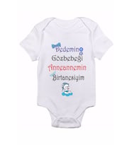 Dedemin Gözbebeği Anneannemin Birtanesiyim Baskılı Bebek Body Zıbın