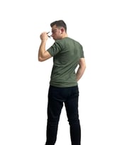 COTTOMEN Erkek V Yaka Slim Fit & Tshirt (Haki-Yeşil)
