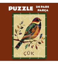 Pazil Bi Kurdî Çûk Çivik Kuş - Kürtçe Puzzle Yapboz (24 Pare/Parça - A5) (Çok Renkli)