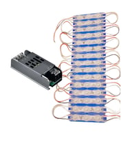 20 Adet 12 Volt 1.5 Watt 3 Lensli Mavi 2835 SMD Led Modül IP65 Modül 5A Trafo Set