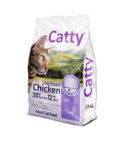 Catty Kısırlaştırılmış Kedi Maması Tavuklu 1,5 Kg (Beyaz)