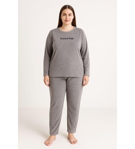 Kadın 13213-2653 Büyük Beden Kadife Pijama Takımı