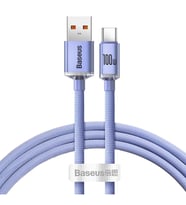 Baseus Crystal Shine 100W USB to Type-C Hızlı Şarj Kablo 1.2 mt (Mor)
