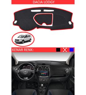 Dacia Lodgy Modelleri İçin Uygun Torpido Koruma Halısı Siyah Kenar Renk Kırmızı