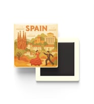 İspanya - Spain - Paper Cut Art - Baskılı Buzdolap Magneti Kare - 9x9 cm