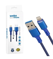 Weko WK-22025 USB To Lightning Örgülü Siyah Telefon Şarj Kablosu