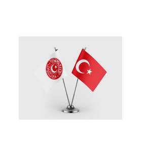 Terakkiperver Cumhuriyet Fırkası ve Türk Bayrağı İkili Saten Masa Bayrağı Takımı