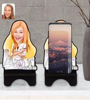 BK Gift Kişiye Özel Kadın Mimar Karikatürlü Ahşap Biblo Telefon Standı-1