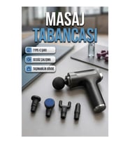 Mini Kas Masaj Tabancası 6 Kademeli 4 Başlıklı USB Type-C Şarjlı Vücut Masaj Cihazı