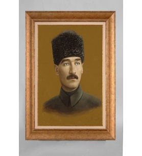Altın Varaklı Paspartulu Çerçeveli Atatürk Tablo sd437