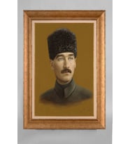 Altın Varaklı Paspartulu Çerçeveli Atatürk Tablo sd437