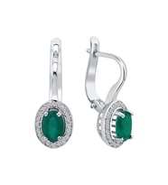 Oval Zümrüt ve Pırlanta Taşlı Küpe 0704E0030