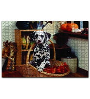 Cakapuzzle  Sepetteki Dalmaçyalı 120 Parça Puzzle Yapboz MDF (Ahşap)