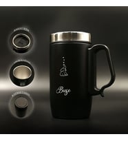 Kişiye Özel Retro Stil 240ml Vakumlu Isı Korumalı Fil Baskılı Termos Kupa (Siyah)