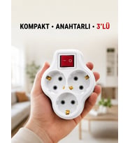 Anahtarlı 3 lü Priz Çoğaltıcı Kablosuz Duvar Tipi Topraklı Priz Çoklayıcı