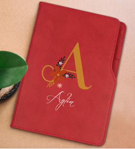 BK Gift Kişiye Özel Harf ve İsim Tasarımlı Kırmızı Termo Deri Not Defteri 15x21cm-1