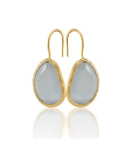 Kadir Jewellery 22 Ayar Altın Kaplama Fosil Taşlı Küpe -El İşçiliği Ve Hipoalerjenik Küpe