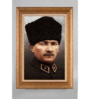 Altın Varaklı Paspartulu Çerçeveli Atatürk Tablo nt1275