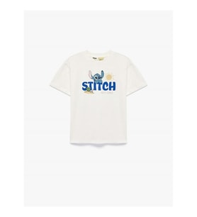 Koton Stitch Baskılı Lisanslı Beyaz Erkek Çocuk T-Shirt 6SKB10107TK