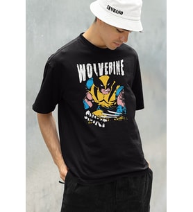 Karakter Wolverine Baskılı Unisex Oversize Tişört